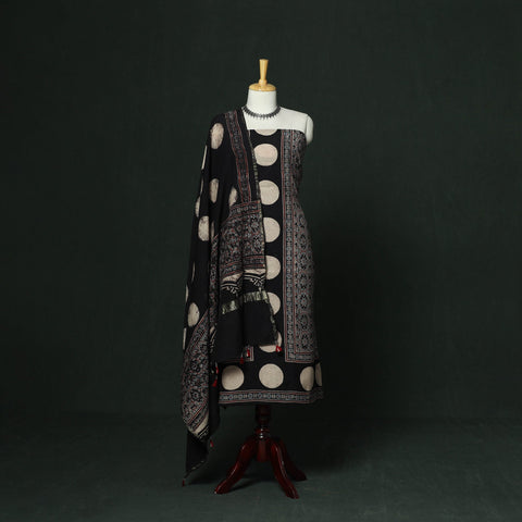 Kutch hand block ajrakh print natural dyed chanderi silk