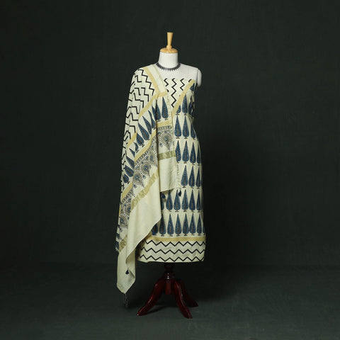 Kutch hand block ajrakh print natural dyed chanderi silk