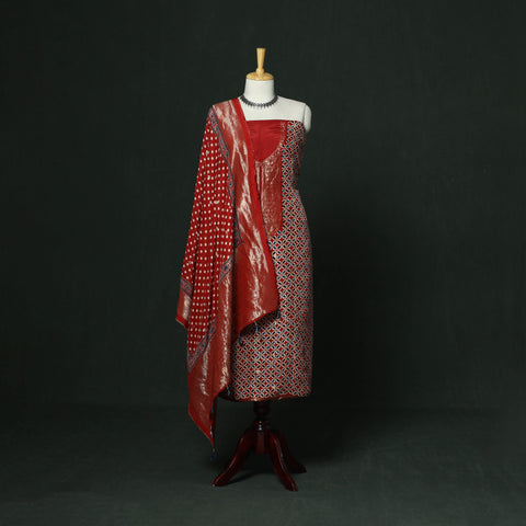 Kutch hand block ajrakh print natural dyed dola silk zari