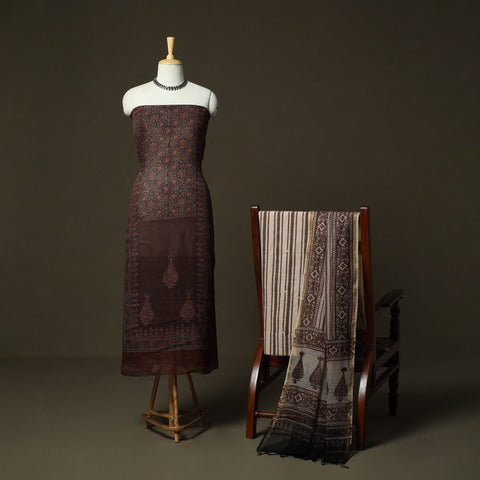 Kutch hand block ajrakh print natural dyed kota doria