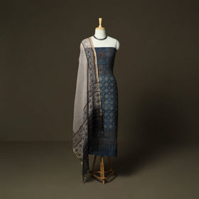 Kutch hand block ajrakh print natural dyed kota doria
