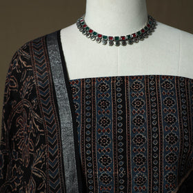 Kutch hand block ajrakh print natural dyed linen cotton 2pc