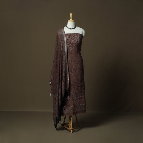 Kutch hand block ajrakh print natural dyed linen cotton 2pc