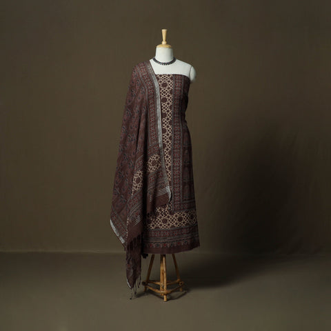 Kutch hand block ajrakh print natural dyed linen cotton 2pc