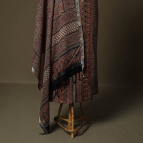 Kutch hand block ajrakh print natural dyed linen cotton 2pc