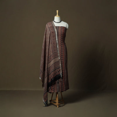 Kutch hand block ajrakh print natural dyed linen cotton 2pc