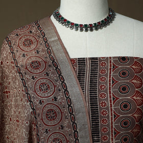 Kutch hand block ajrakh print natural dyed linen cotton 2pc