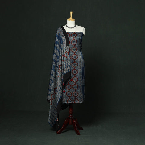 Kutch hand block ajrakh print natural dyed modal silk 2pc