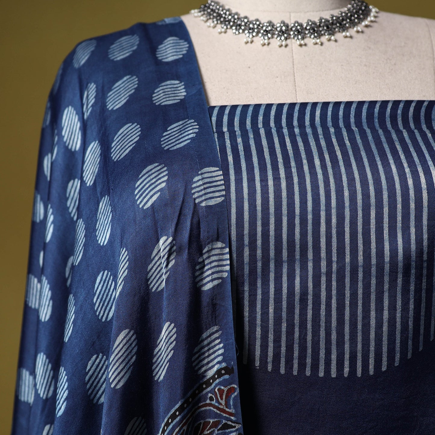 Kutch hand block ajrakh print natural dyed modal silk 2pc