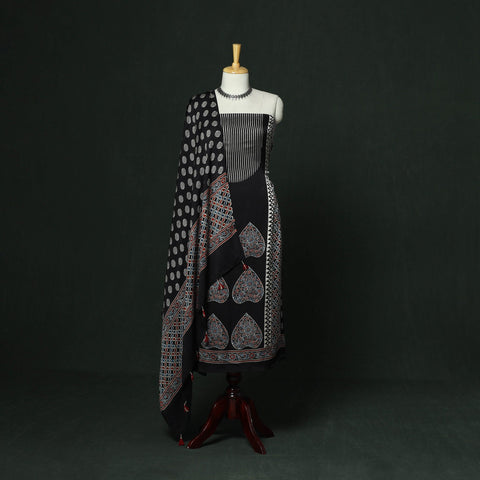 Kutch hand block ajrakh print natural dyed modal silk 2pc