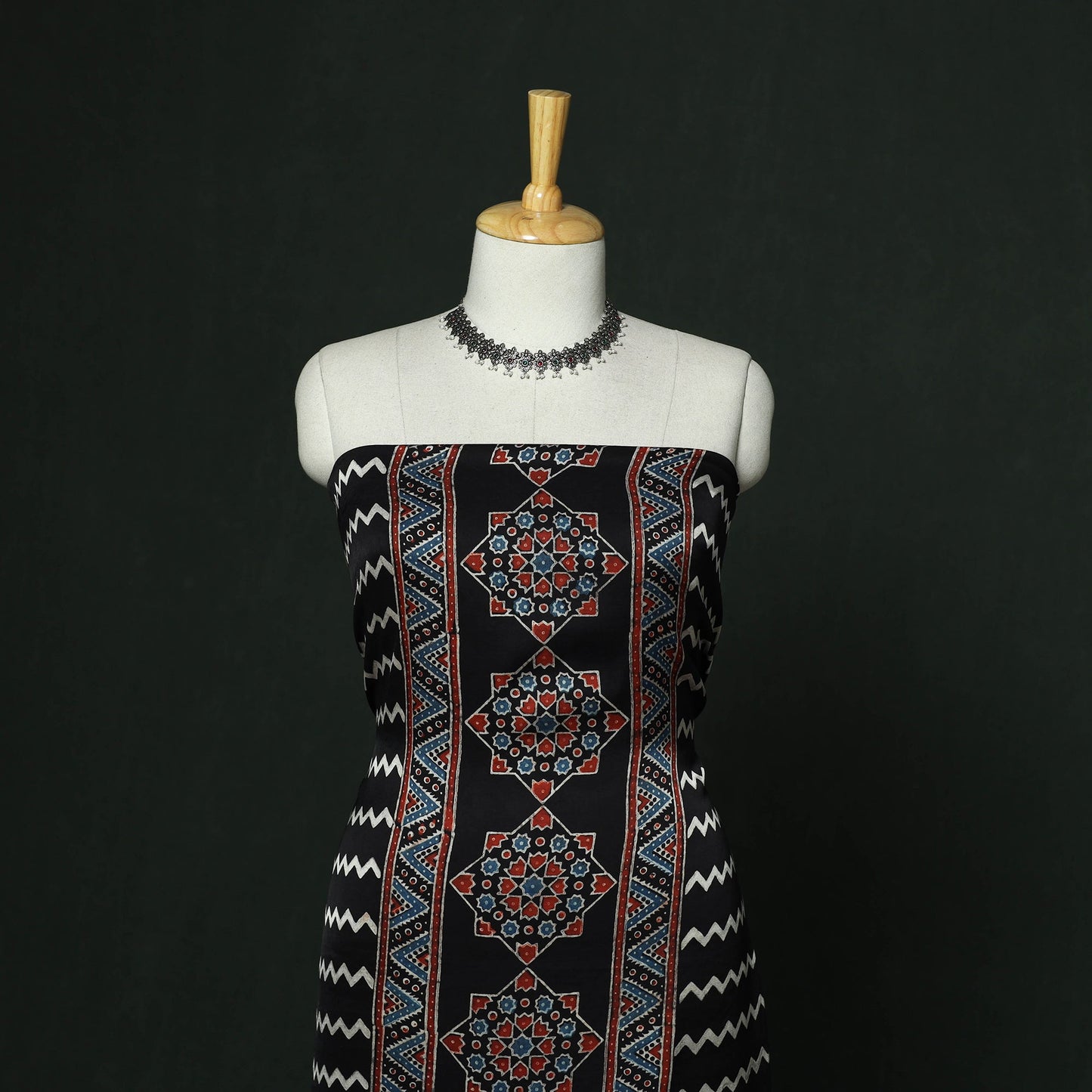 Kutch hand block ajrakh print natural dyed modal silk 2pc