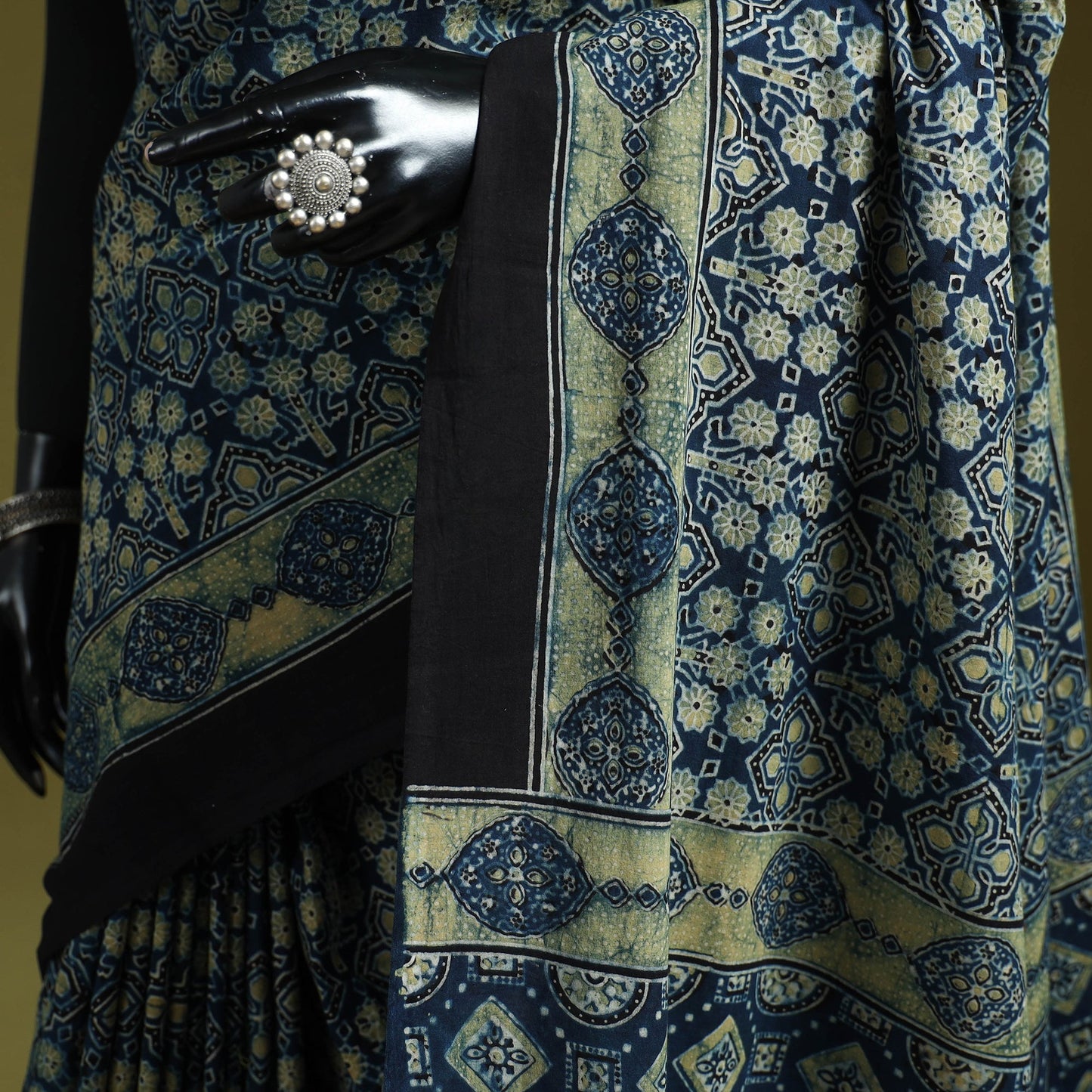 Kutch hand block print natural dyed pure mul cotton ajrakh