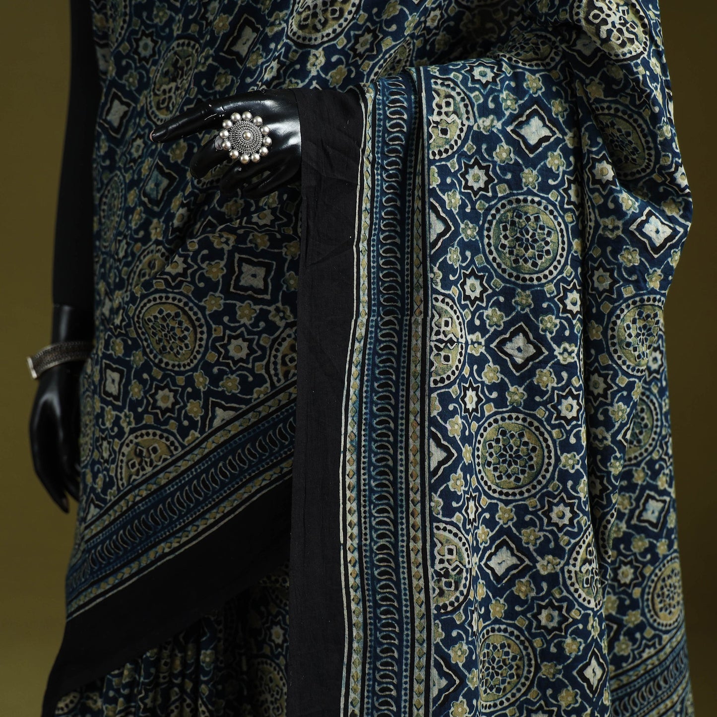 Kutch hand block print natural dyed pure mul cotton ajrakh