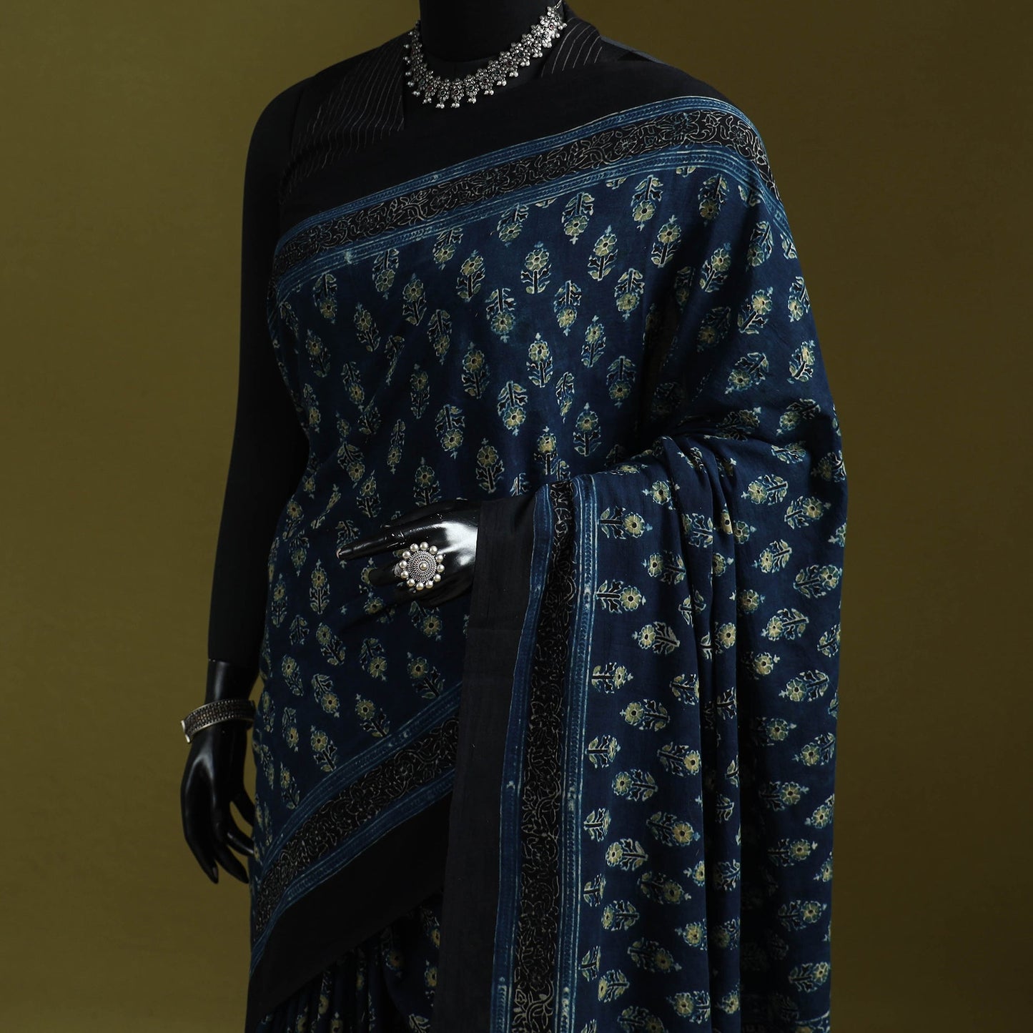 Kutch hand block print natural dyed pure mul cotton ajrakh