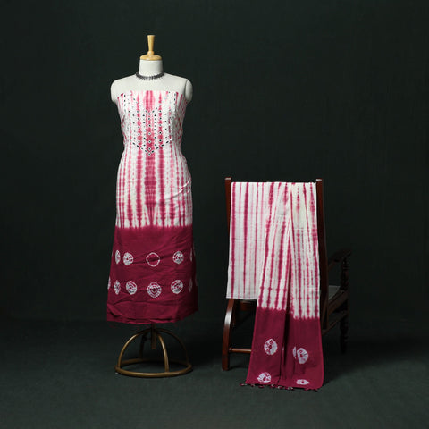 Kutch hand embroidered mirror work clamp dyed cotton