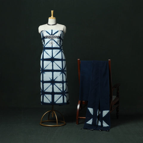 Kutch hand embroidered mirror work clamp dyed cotton