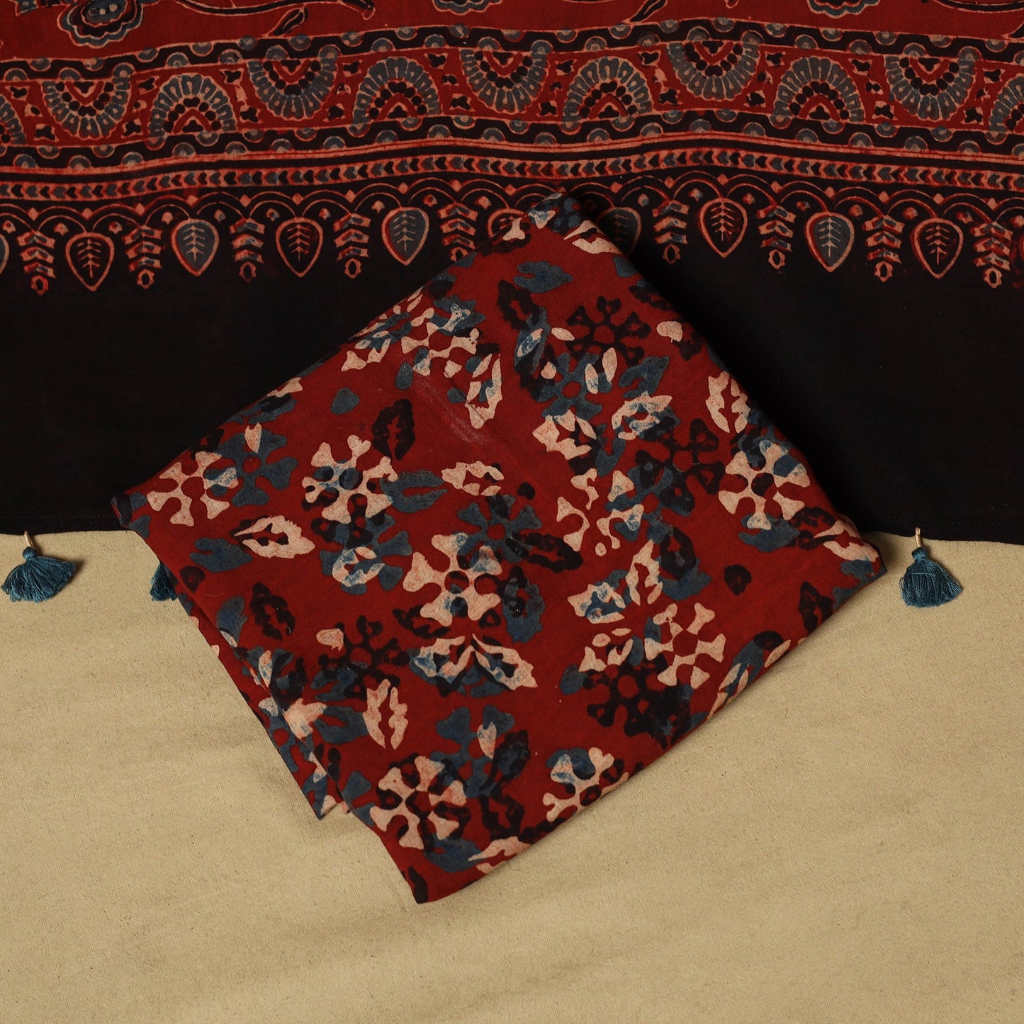 Kutch hand natural dyed 3pc unstitched dress material 32