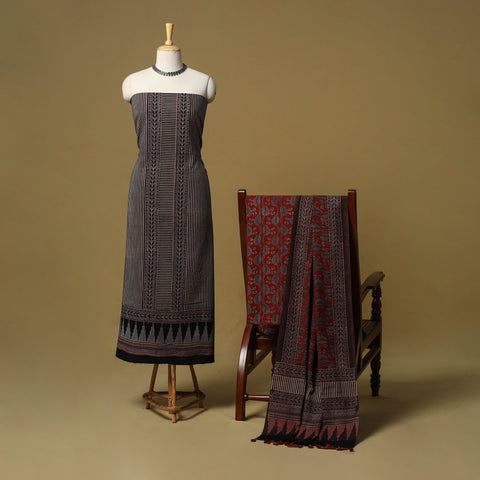 Kutch hand natural dyed 3pc unstitched dress material 33