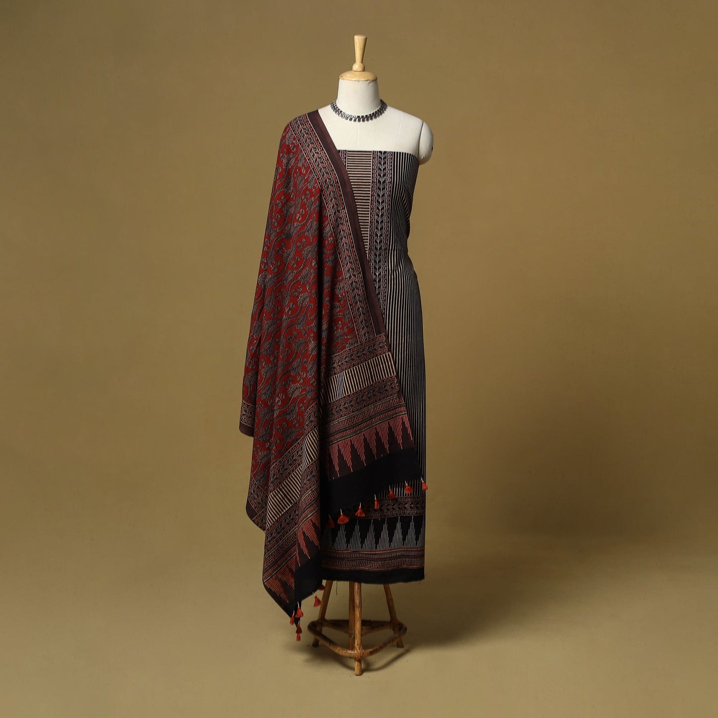 Kutch hand natural dyed 3pc unstitched dress material 33