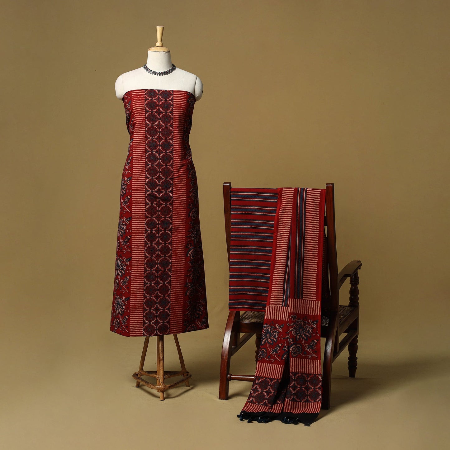 Kutch hand natural dyed 3pc unstitched dress material 34