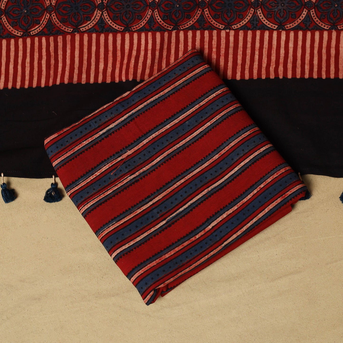 Kutch hand natural dyed 3pc unstitched dress material 34