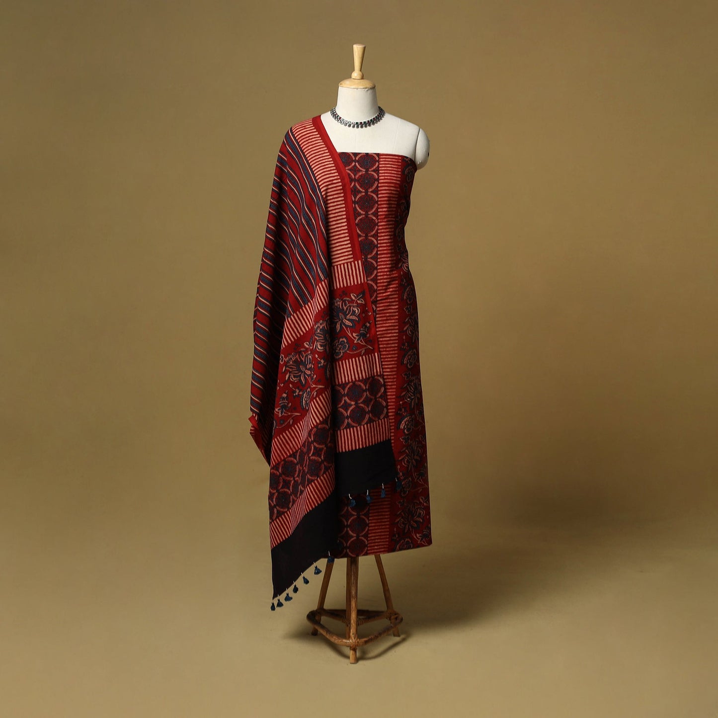 Kutch hand natural dyed 3pc unstitched dress material 34