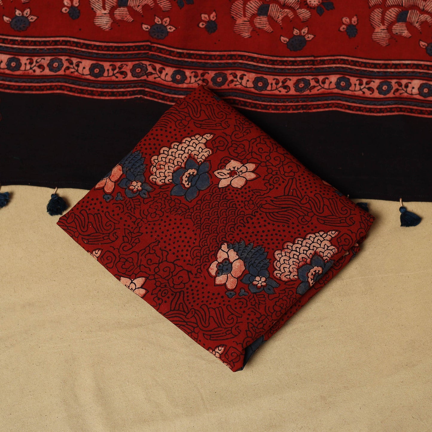 Kutch hand natural dyed 3pc unstitched dress material 35