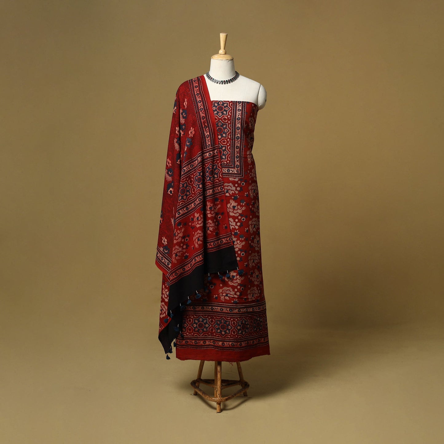 Kutch hand natural dyed 3pc unstitched dress material 35