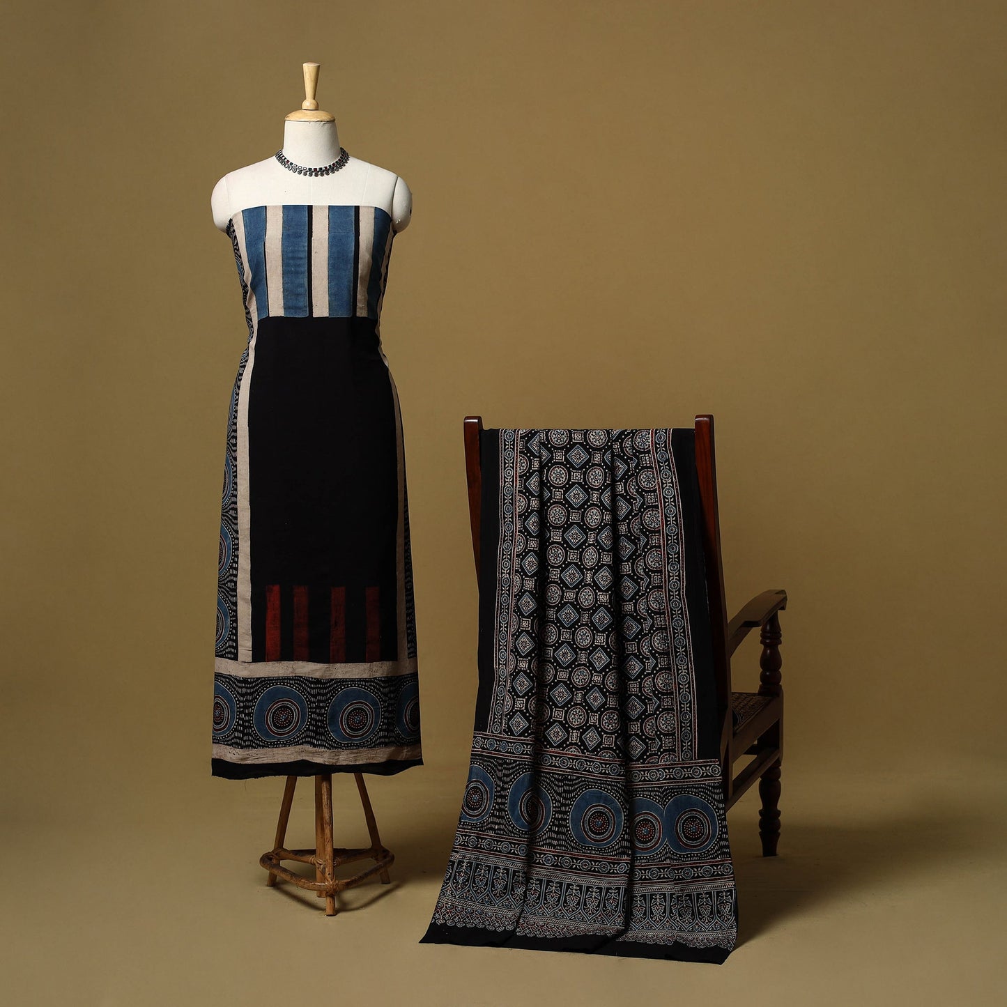 Kutch hand natural dyed cotton 2pc unstitched dress