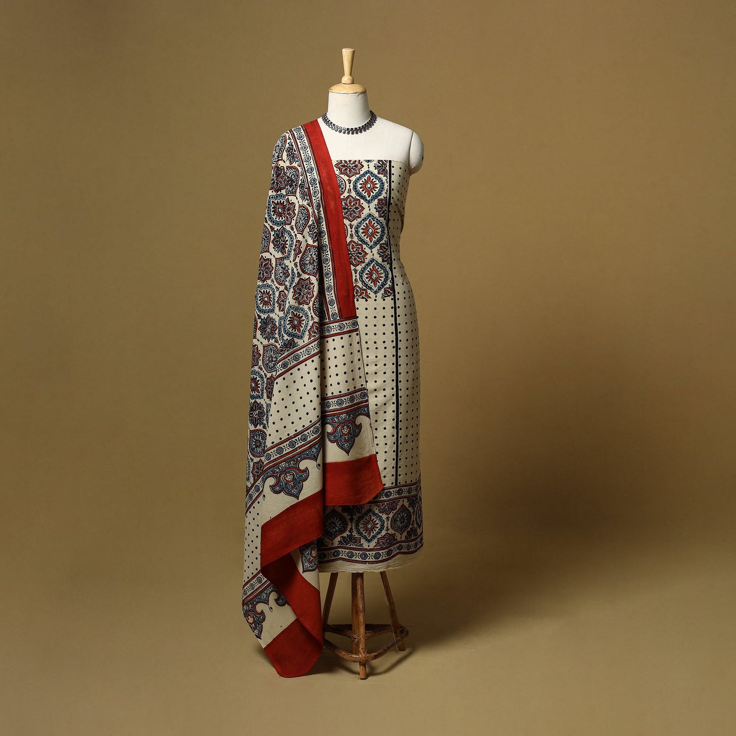 Kutch hand natural dyed cotton 2pc unstitched dress