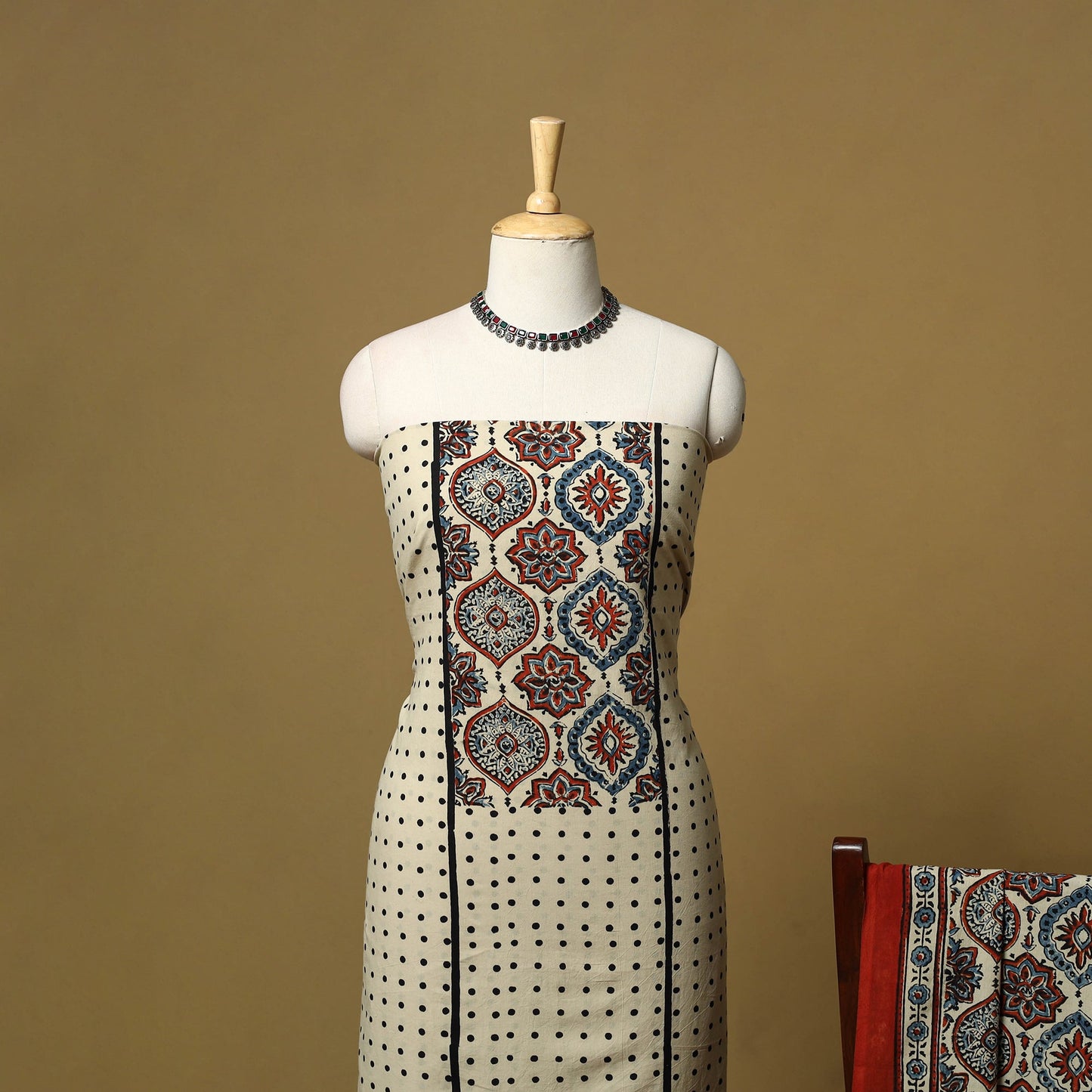 Kutch hand natural dyed cotton 2pc unstitched dress