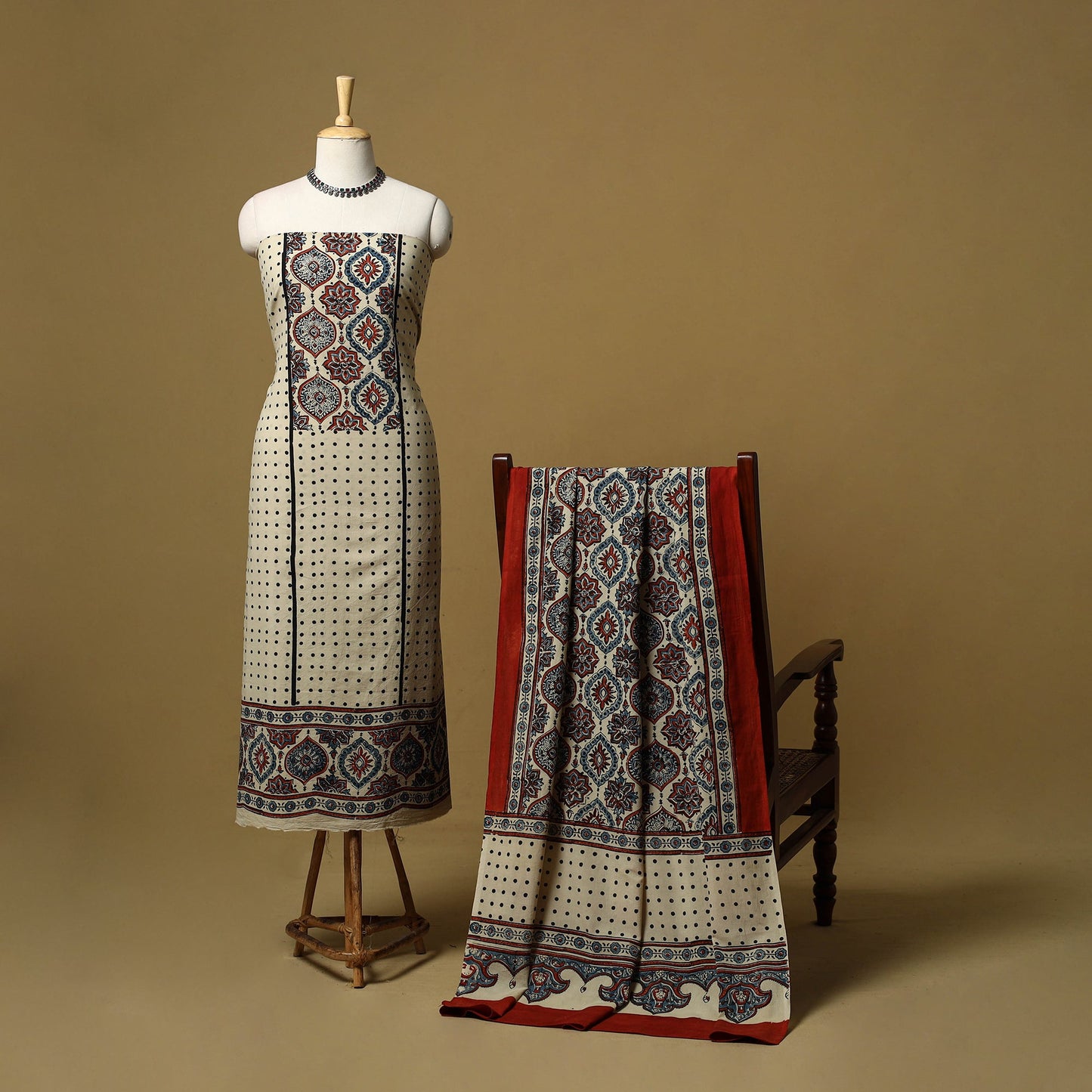 Kutch hand natural dyed cotton 2pc unstitched dress