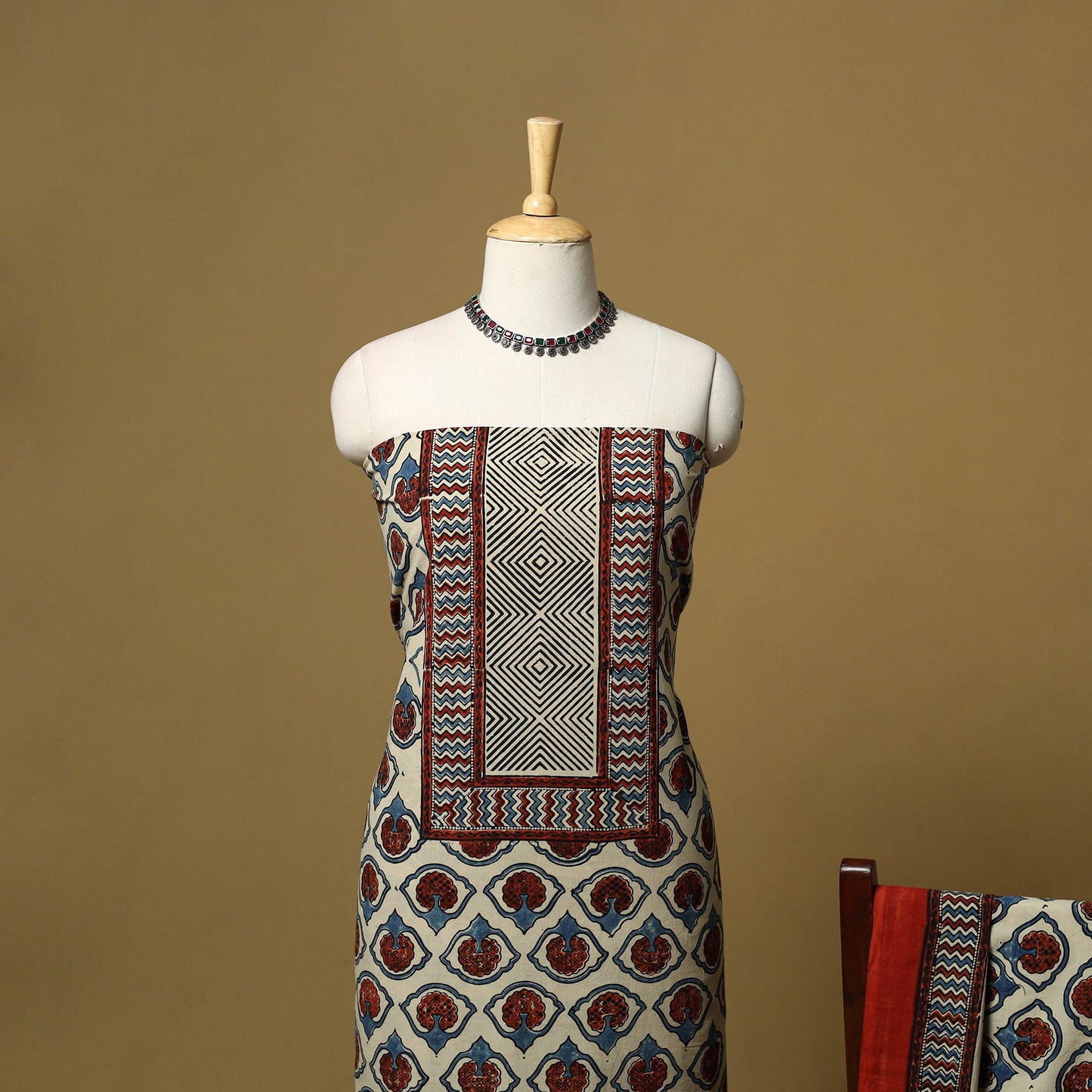 Kutch hand natural dyed cotton 2pc unstitched dress