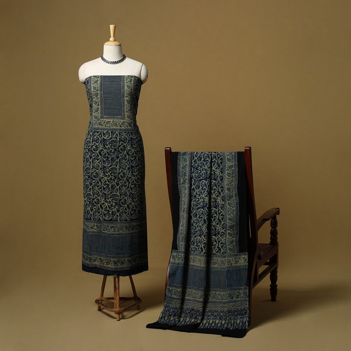 Kutch hand natural dyed cotton 2pc unstitched dress
