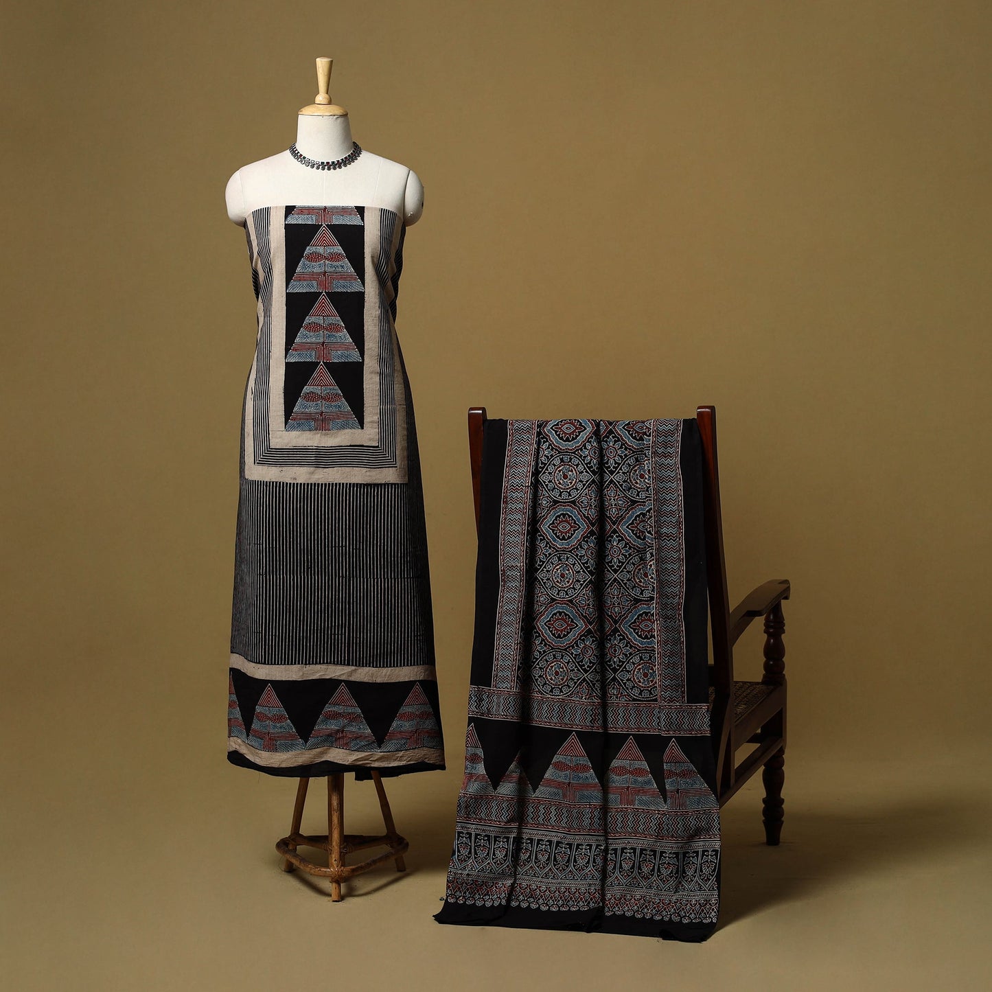 Kutch hand natural dyed cotton 2pc unstitched dress