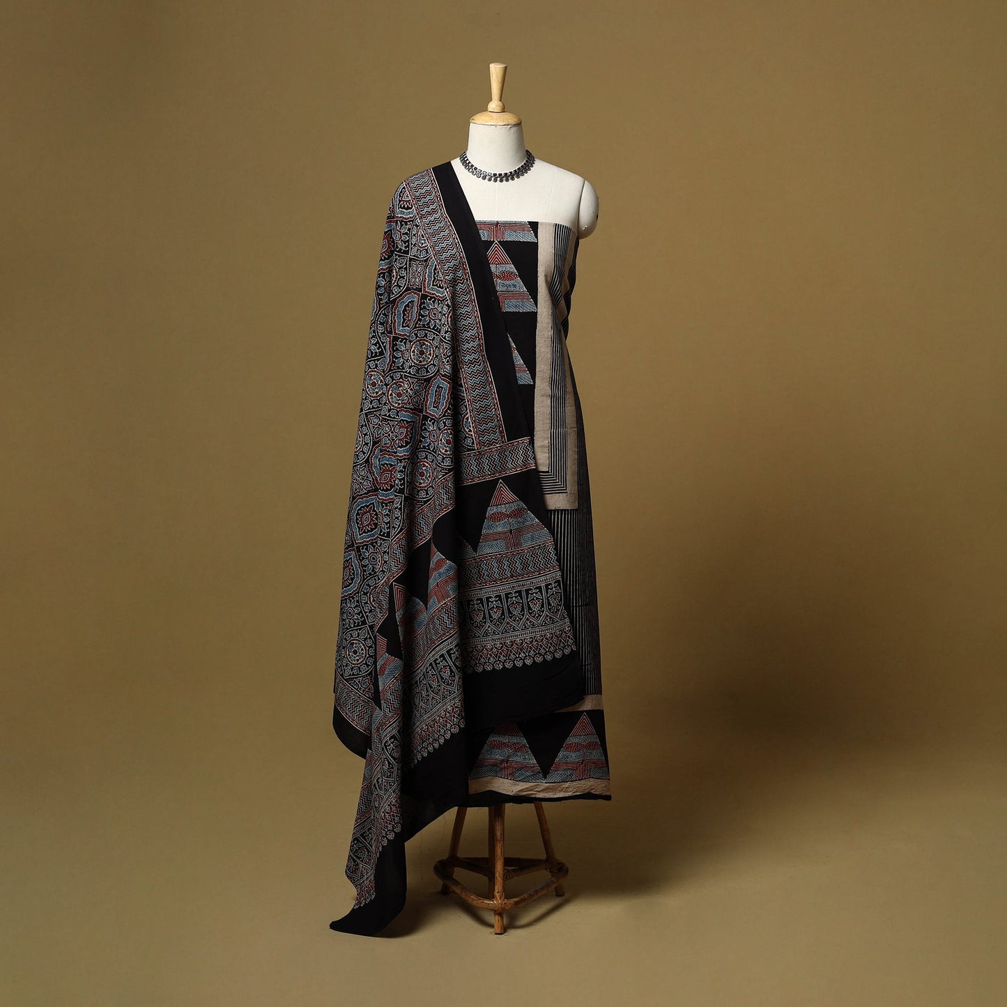 Kutch hand natural dyed cotton 2pc unstitched dress