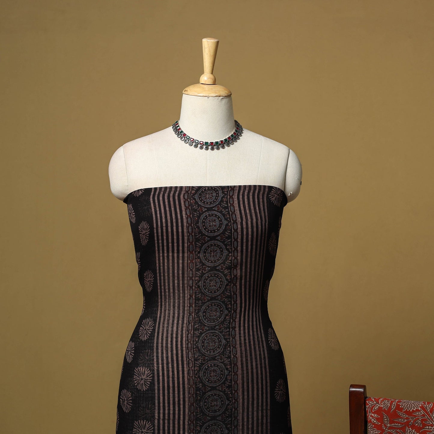 Kutch hand natural dyed kota doria cotton 3pc unstitched