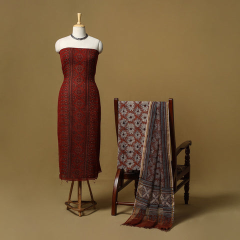 Kutch hand natural dyed kota doria cotton 3pc unstitched