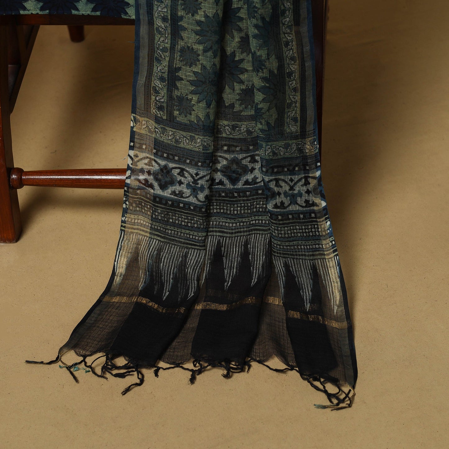 Kutch hand natural dyed kota doria cotton 3pc unstitched