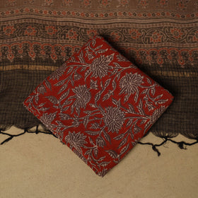 Kutch hand natural dyed kota doria cotton 3pc unstitched