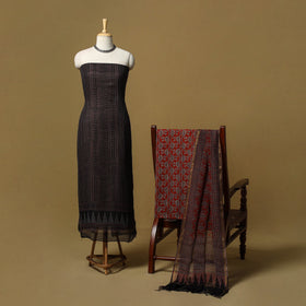 Kutch hand natural dyed kota doria cotton 3pc unstitched