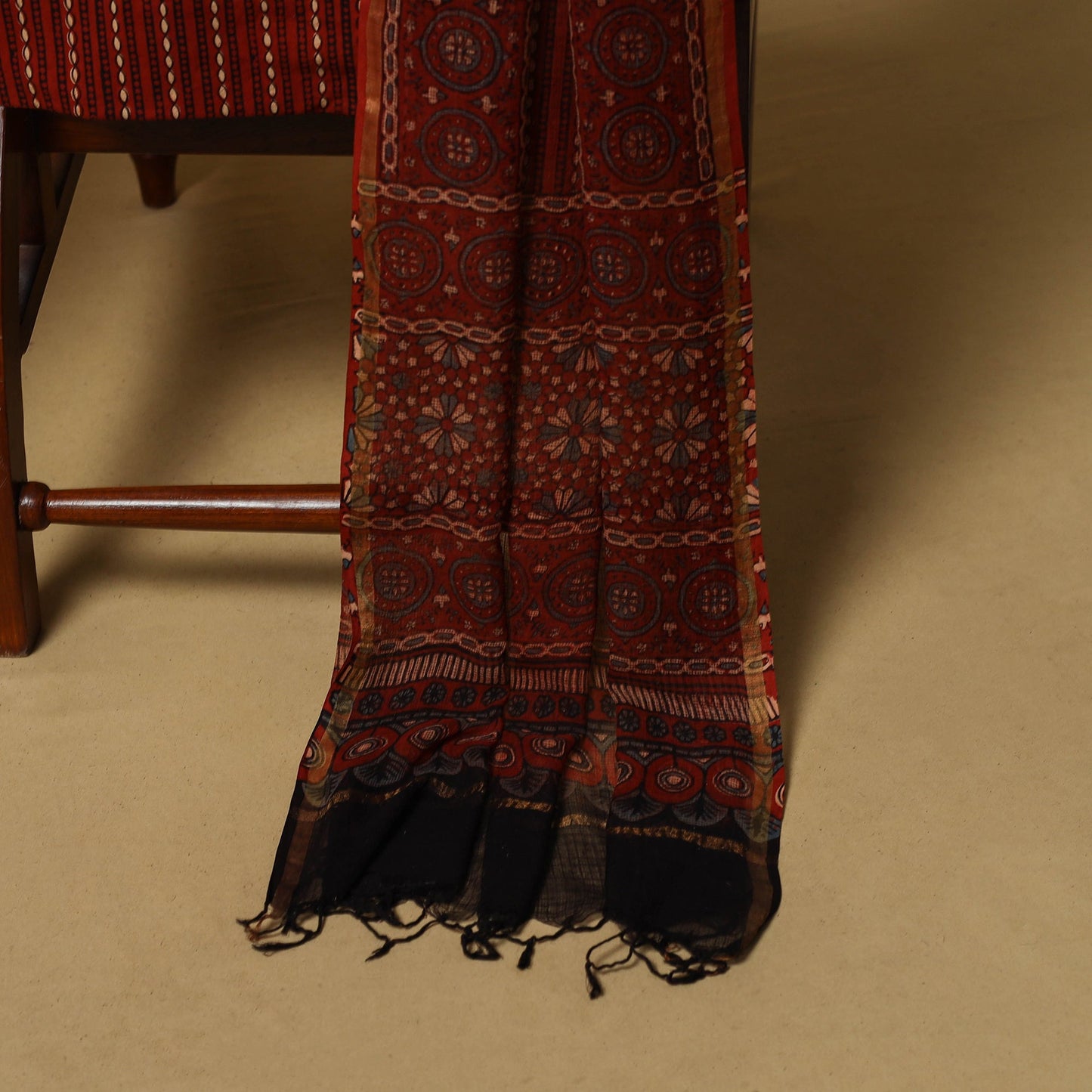 Kutch hand natural dyed kota doria cotton 3pc unstitched