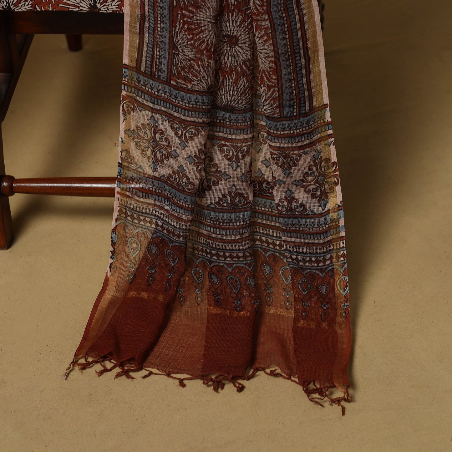 Kutch hand natural dyed kota doria cotton 3pc unstitched