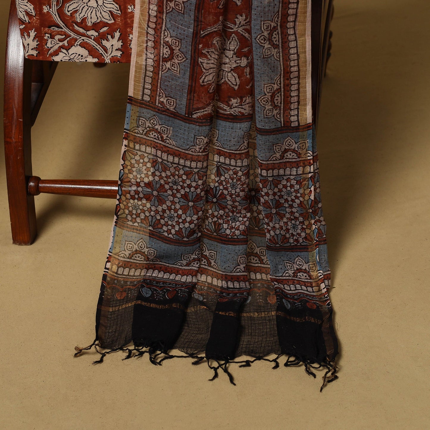 Kutch hand natural dyed kota doria cotton 3pc unstitched