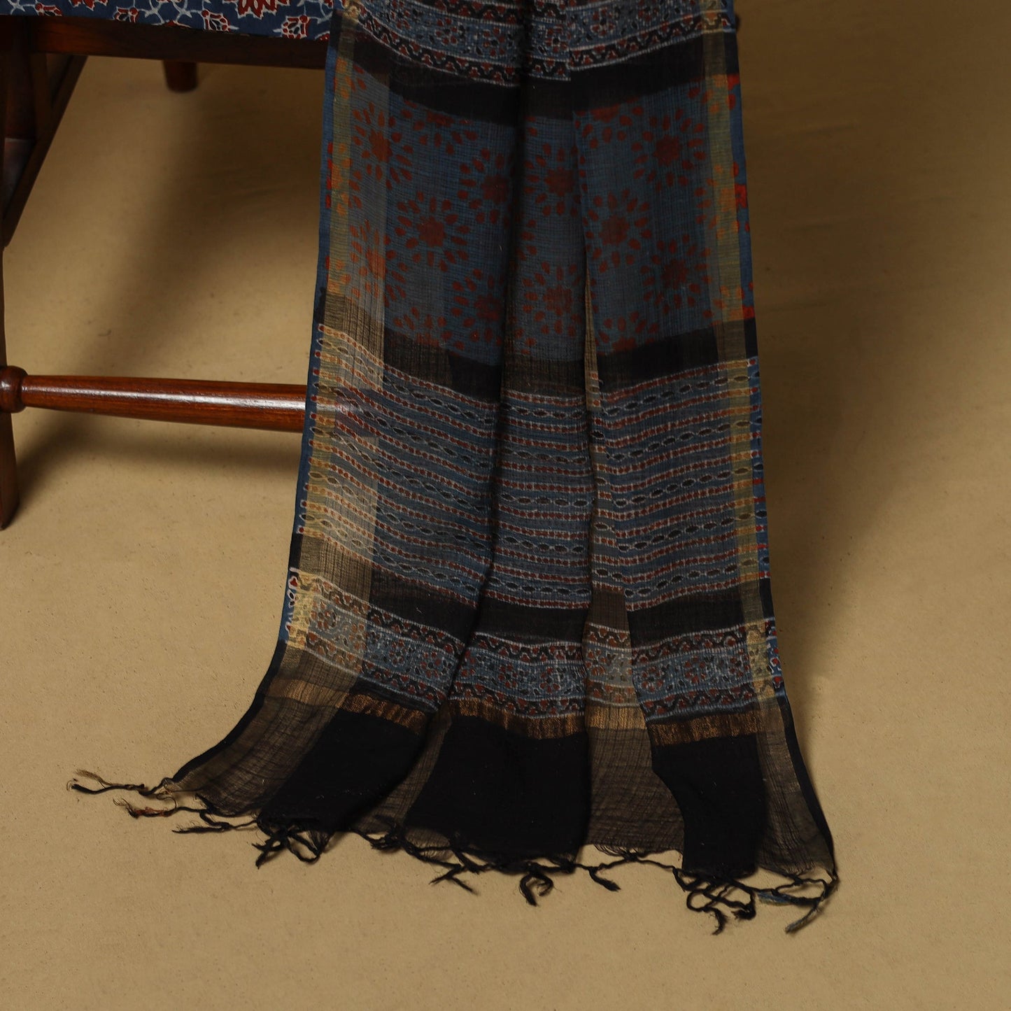 Kutch hand natural dyed kota doria cotton 3pc unstitched