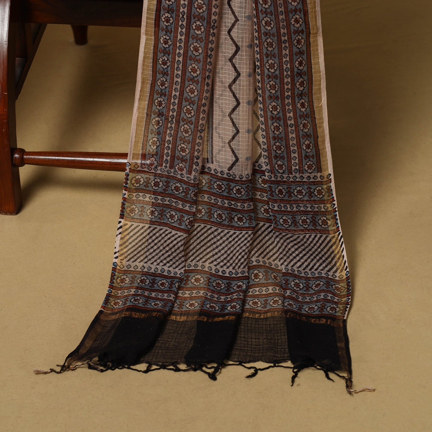 Kutch hand natural dyed kota doria cotton 3pc unstitched