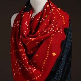 Kutch handwoven bandhani merino wool shawl 10 - handcrafted