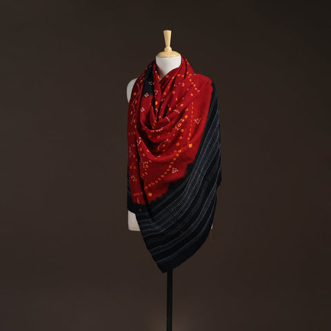 Kutch handwoven bandhani merino wool shawl 11 - handcrafted
