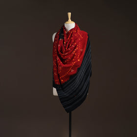 Kutch handwoven bandhani merino wool shawl 11 - handcrafted