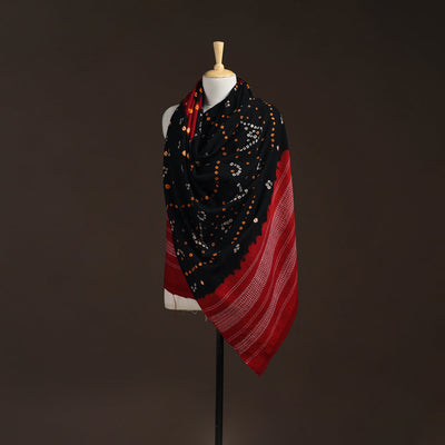 Kutch handwoven bandhani merino wool shawl 13 - handcrafted